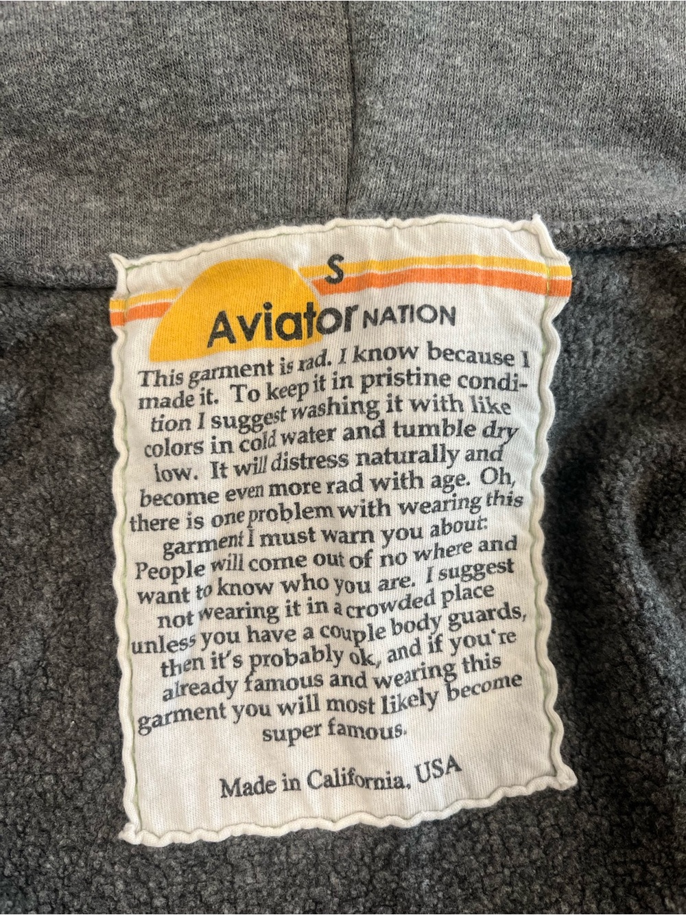 Aviator Nation Grey Zip Up 5 Stripe Red, White, Blue - Size Small - Picture 2 of 4